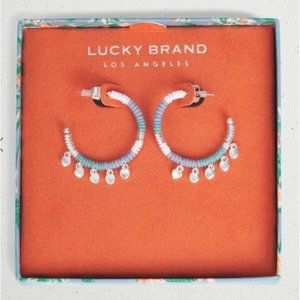 Lucky Brand Beaded Hoop Earrings Silver NWT